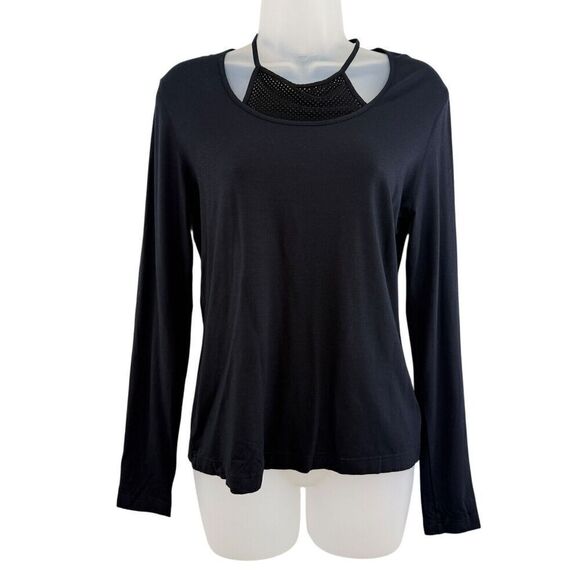 Akris Punto Knit Top Size 10 Cotton Mock Neck Black Pullover Back Zip - Picture 6 of 16